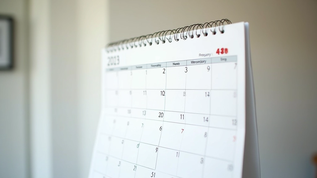Calendário com datas de pagamento marcadas, mostrando prazos mensais e trimestrais